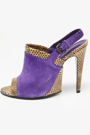 Bottega Veneta Tri-Color Suede and Snakeskin Leather Slingback Sandals Size 39.5