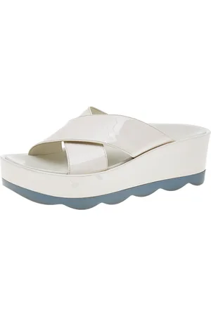 Prada Patent Leather Crisscross Platform Slide Sandals Size 38