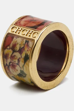 Carolina Herrera CH Enamel Tone Ring Size 53