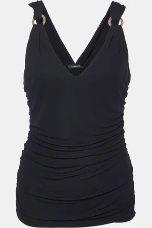 VERSACE Crepe Ruched Sleeveless Top S