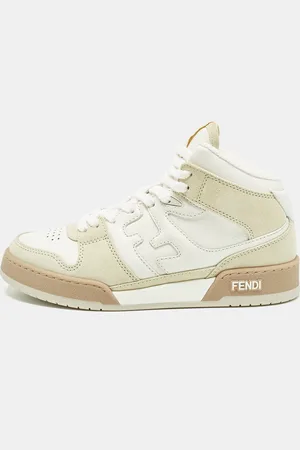 Fendi /Cream Nubuck and Leather Match Sneakers Size 38