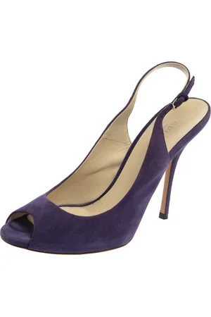 Gucci Suede Peep Toe Slingback Sandals Size 38
