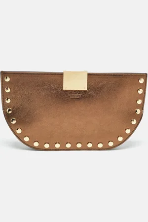 Burberry Bronze Leather Studded Olympia Clutch