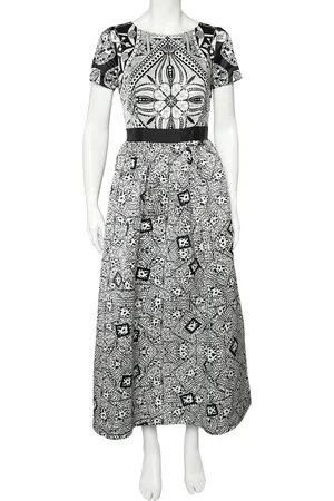 Roberto Cavalli Class Cavalli Monochrome Printed Sateen Maxi Dress M