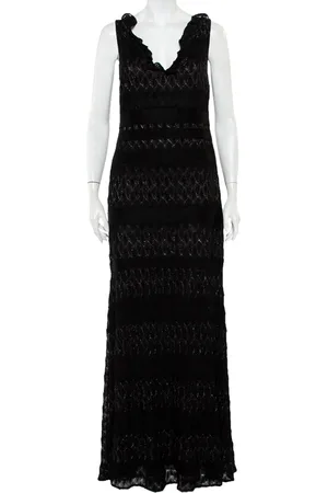 Missoni Lurex Knit Ruffled Neck Sleeveless Maxi Dress M