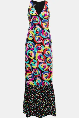 Moschino Multicolor Floral Print Crepe Maxi Dress S
