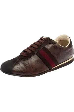 Gucci Ssima Leather And Suede Lace Up Sneakers Size 40