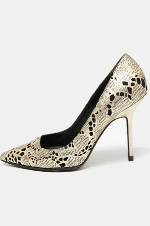 Burberry Metallic Foil Laser Cut Out Leather Pointed Toe Pumps Size 37
