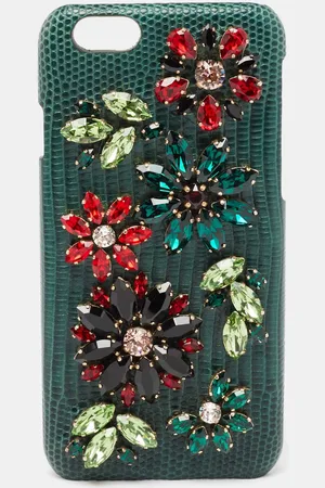 Dolce & Gabbana Lizard Embossed Leather Crystal Embellished iPhone 6 Case