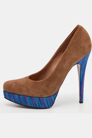 Missoni /Blue Suede And Knit Fabric Platform Pumps Size 38