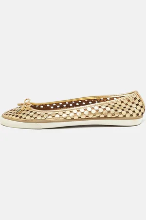 Tory Burch Leather Cut Out Bow Ballet Flats Size 40.5