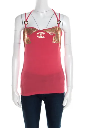 Roberto Cavalli Jersey Metallic Rubber Print Tank Top S