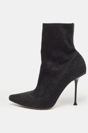 Sergio Rossi Lurex Fabric Pointed Toe Ankle Booties Size 41