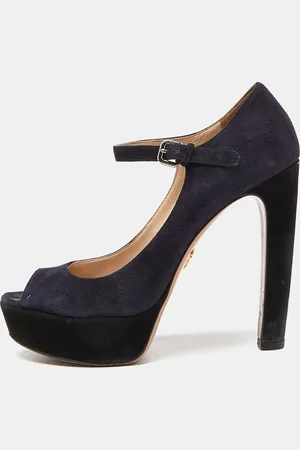 Prada /Black Suede Platform Ankle Strap Sandals Size 39.5