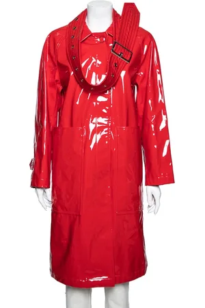 Burberry Bright Faux Leather Belt Detail Coat S