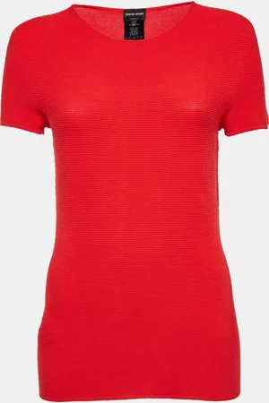 Giorgio Armani Rib Knit Short Sleeve Top M