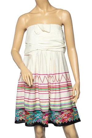 See by Chloé Linen And Cotton Embroidered Draped Mini Dress XL