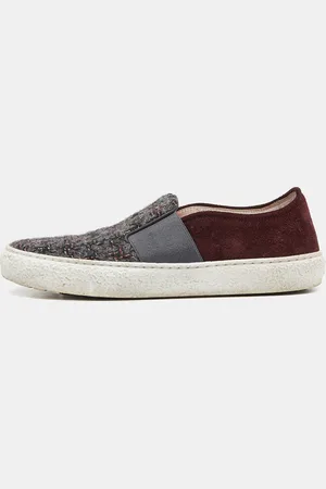 CHANEL Tri Color Tweed and Suede Slip On Sneakers Size 36