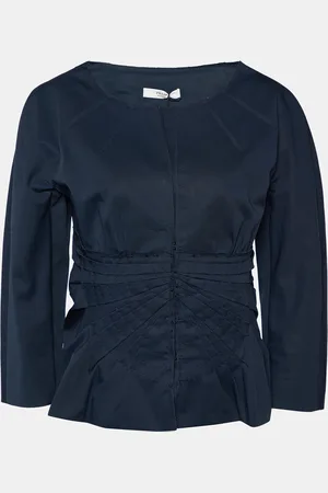 Prada Gabardine Draped Detail Hook Front Jacket L
