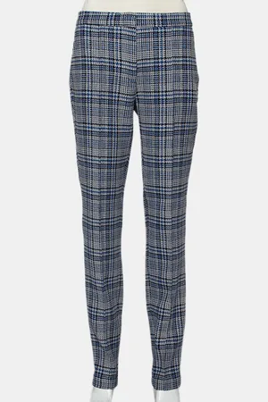 OFF-WHITE & Grey Patterned Wool Zip Detail tapered Leg Pants M