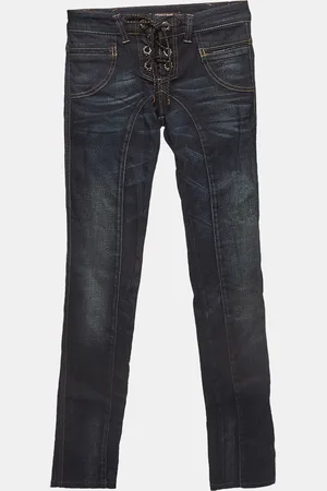 Roberto Cavalli Faded Denim Lace-Ip Detail Jeans S Waist 27