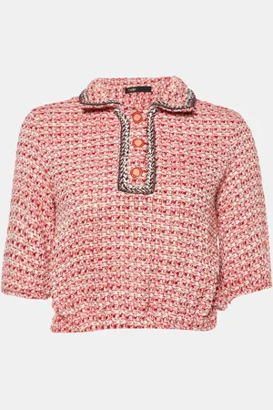 Maje Tweed Polo Cropped Shirt M
