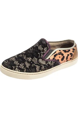 Dolce & Gabbana Lace and Leather Slip On Sneakers Size 37