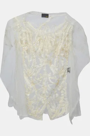Fendi Patterned Tulle Cape Sleeve Top M