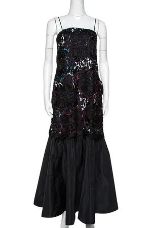 Emporio Armani Printed Satin & Lace Overlay Maxi Dress S