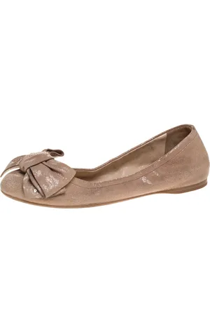 Prada Textured Leather Bow Ballet Flats Size 37
