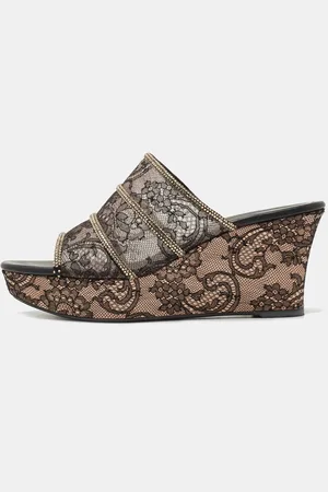 RENE CAOVILLA René Caovilla Lace Crystal Embellished Wedge Sandals Size 41
