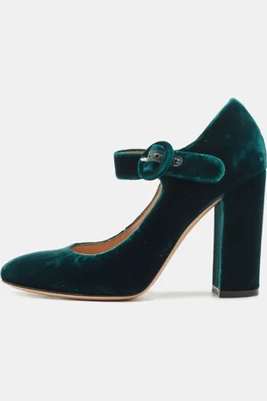 Gianvito Rossi Green Velvet Lorraine Mary Jane Pumps Size 36