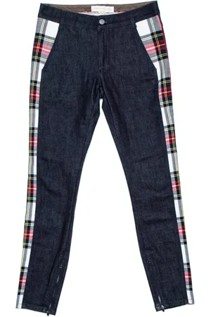 Stella McCartney Denim Plaid Trim Jeans S