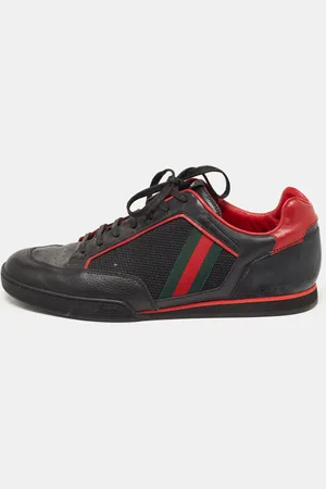 Gucci /Red Leather and Mesh Vintage Tennis Sneakers Size 43.5