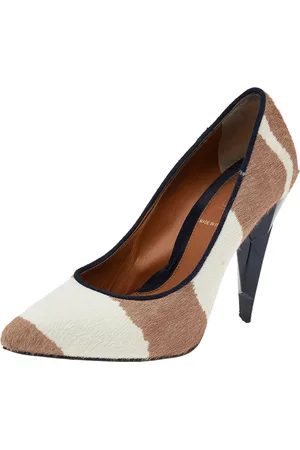 Fendi /White Zebra Print Calf Hair Diamond Heel Pumps Size 35.5