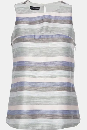 Emporio Armani Striped Cotton & Silk Sleeveless Top S
