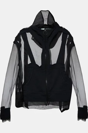 OFF-WHITE Organza & Knit Hoodie Zip-Up Jacket M