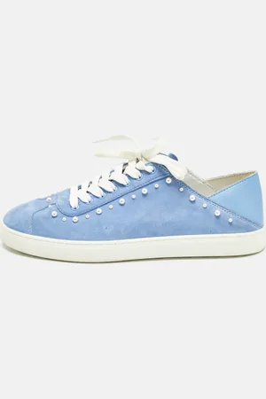 Stuart Weitzman Suede Pear Embellished Lace Up Sneakers Size 39.5