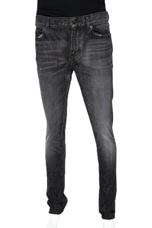 Saint Laurent Charcoal Medium Wash Denim Raw Edge Jeans M
