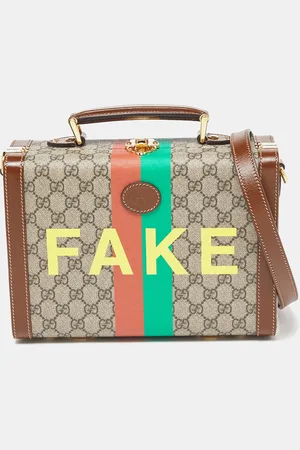 Gucci /Beige GG Supreme Canvas and Leather Fake/Not Savoy Beauty Case Bag