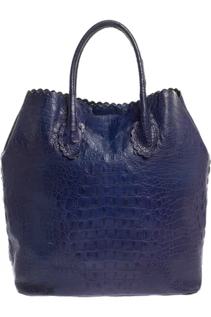 Furla Indigo Croc Embossed Leather Tote