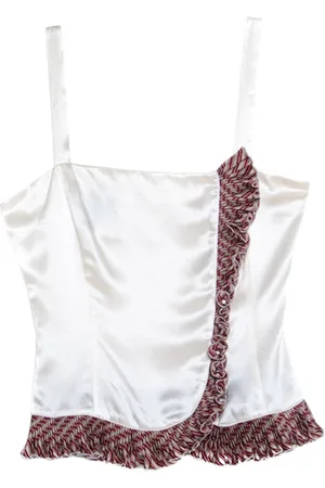 Emporio Armani Satin Silk Ruffled Trim Sleeveless Top S