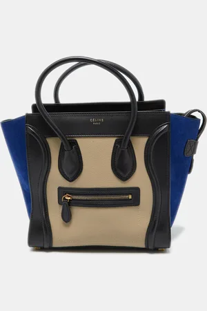 Céline Tri Color Leather and Suede Micro Luggage Tote