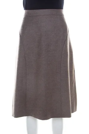 Escada Pine Wool Tailored Rubla A Line Skirt M