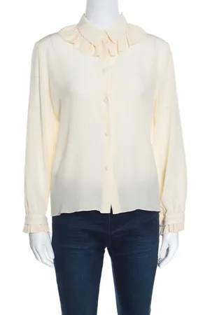 Kenzo Ruffled Trim Detail Long Sleeve Silk Blouse M
