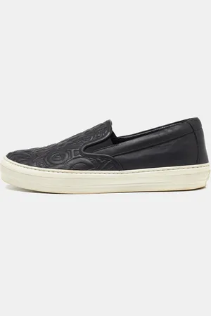 Salvatore Ferragamo Leather Logo Embossed Slip On Sneakers Size 39