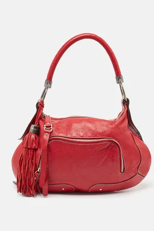 Aigner Shimer Leather Tassel Pocket Hobo