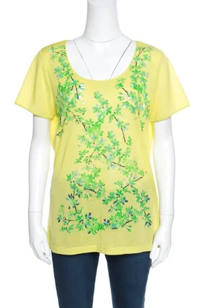 Balenciaga And Green Floral Cutout Printed T-Shirt M