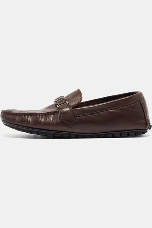 LOUIS VUITTON Damier Leather Hockenheim Loafers Size 44