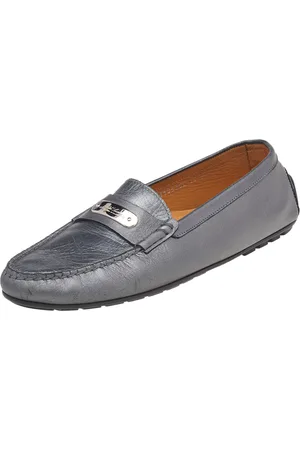 Ralph Lauren Grey Leather Slip On Loafers Size 40